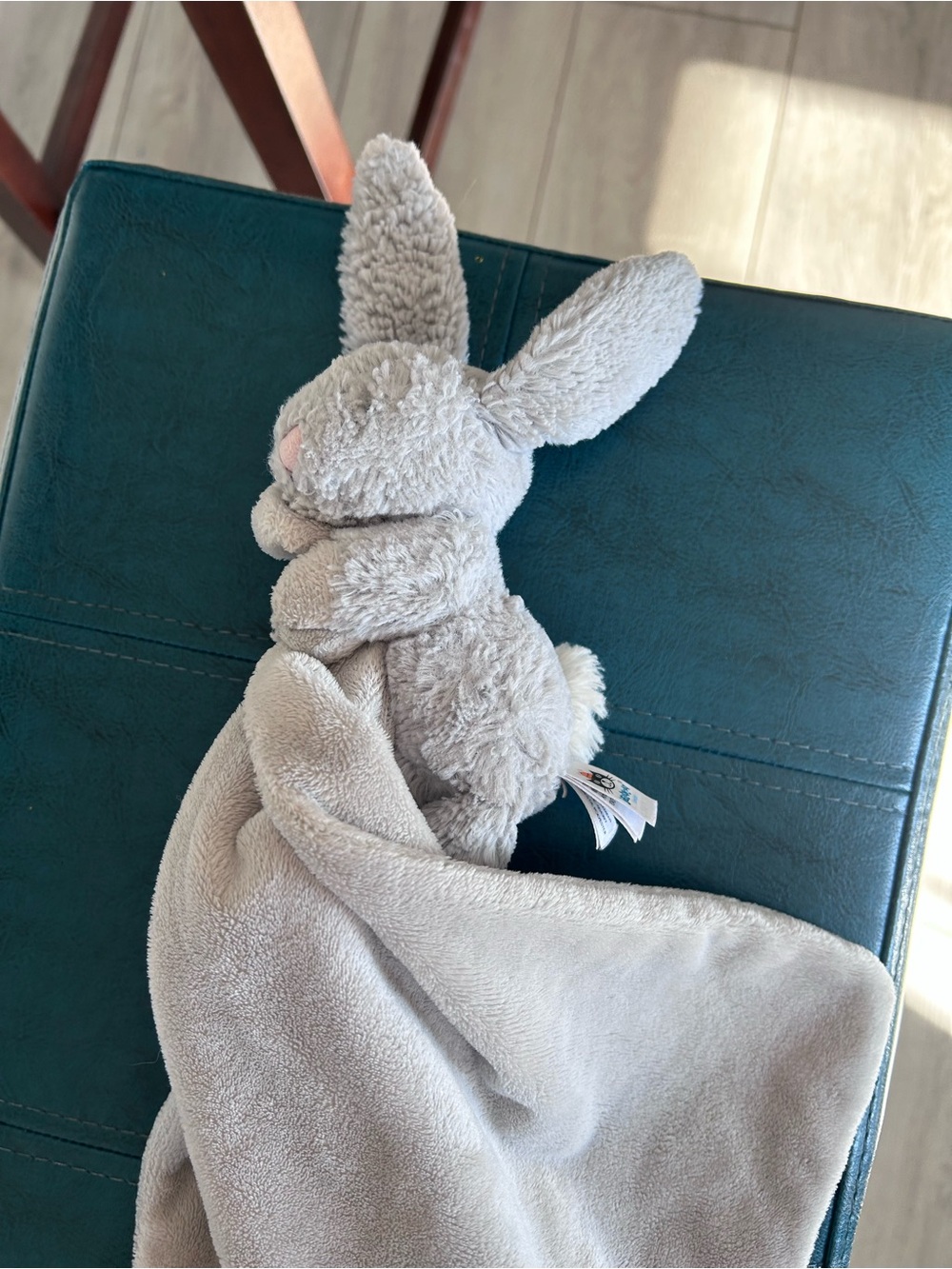 Jellycat Bashful Grey Bunny Soother Security Blanket Plush Lovey Comforter Toy